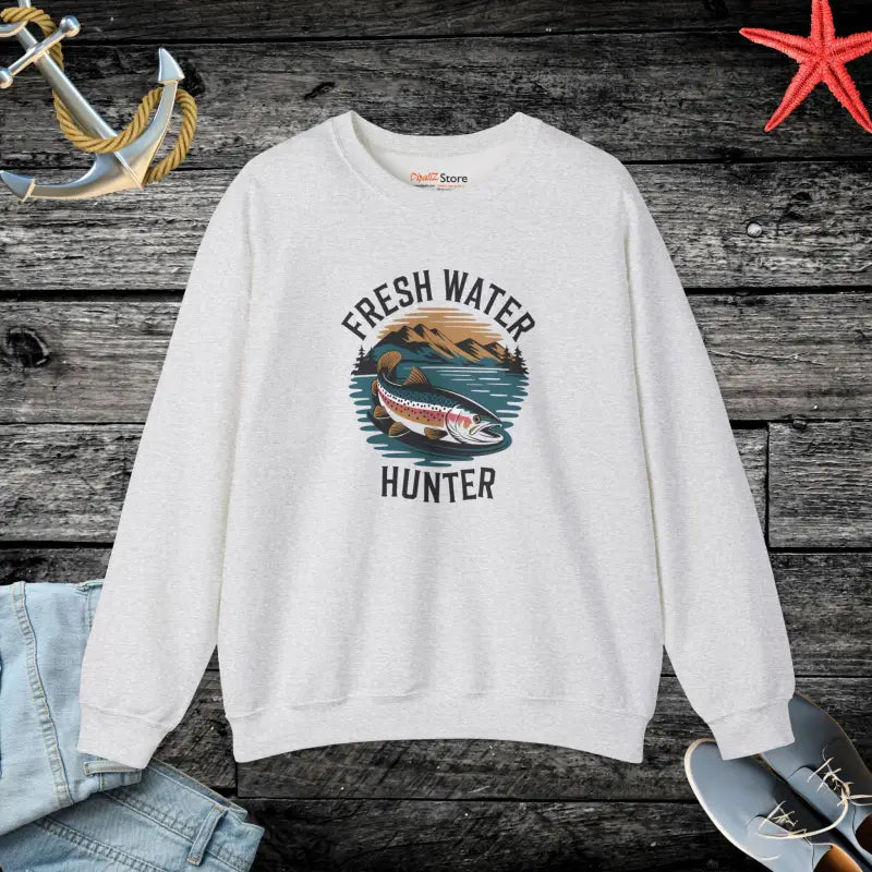 Fresh Water Hunter Unisex Heavy Blend Crewneck Sweatshirt - s / Ash