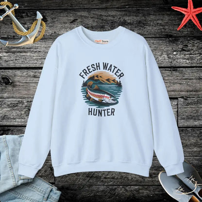 Fresh Water Hunter Unisex Heavy Blend Crewneck Sweatshirt - s / Light Blue