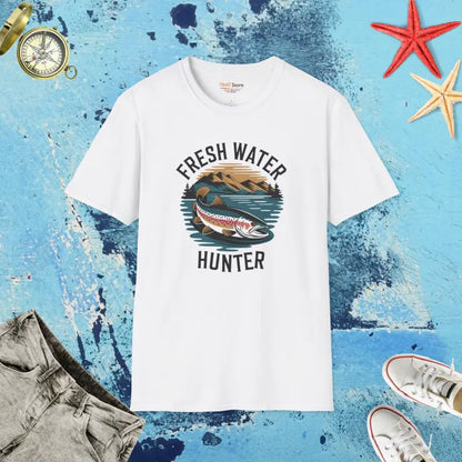 Unisex Softstyle T-shirt for Fresh Water Hunters - White / s T-shirt