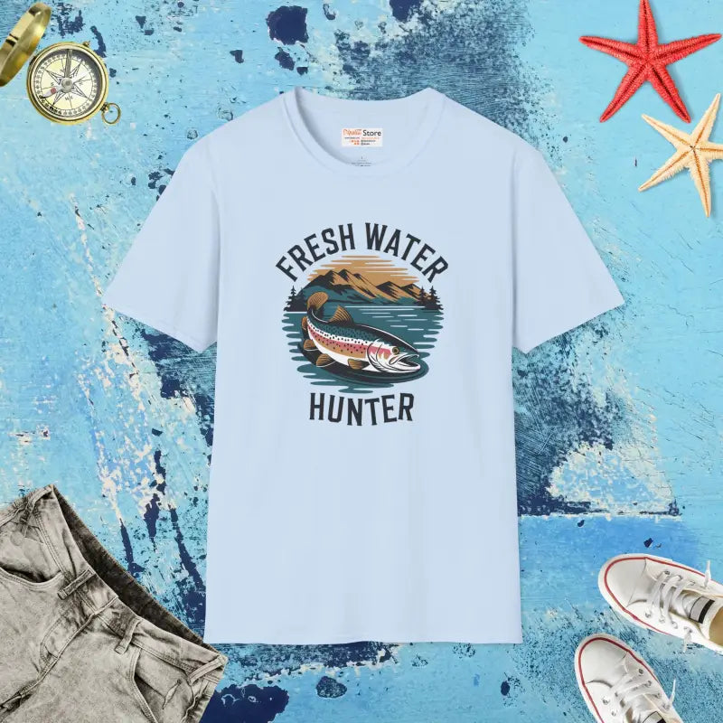 Unisex Softstyle T-shirt for Fresh Water Hunters - Light Blue / s T-shirt