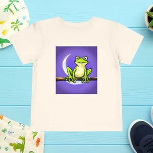 Kids Clothes - Moonlit Frog Short Sleeve Tee - Toddler Nature Art - Dipaliz Natural / 2t