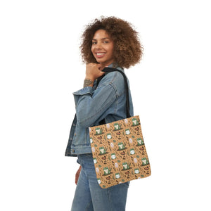 Playful Frog Canvas Tote Bag - Durable Polyester - Dipaliz - Shopping Totes