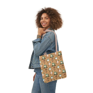 Playful Frog Canvas Tote Bag - Durable Polyester - Dipaliz - Shopping Totes