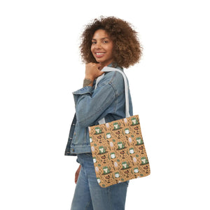 Playful Frog Canvas Tote Bag - Durable Polyester - Dipaliz - Shopping Totes