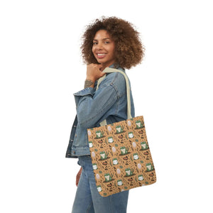 Playful Frog Canvas Tote Bag - Durable Polyester - Dipaliz - Shopping Totes
