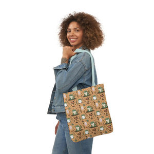 Playful Frog Canvas Tote Bag - Durable Polyester - Dipaliz - Shopping Totes