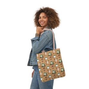 Playful Frog Canvas Tote Bag - Durable Polyester - Dipaliz - Shopping Totes