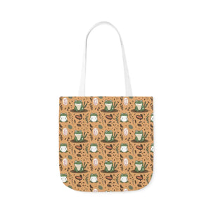 Playful Frog Canvas Tote Bag - Durable Polyester - Dipaliz - Shopping Totes
