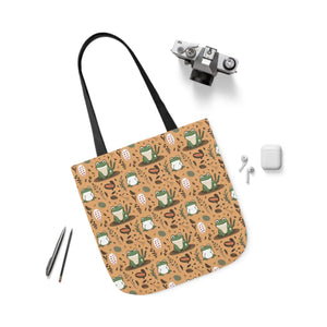 Playful Frog Canvas Tote Bag - Durable Polyester - Dipaliz - Shopping Totes