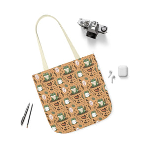 Playful Frog Canvas Tote Bag - Durable Polyester - Dipaliz - Shopping Totes