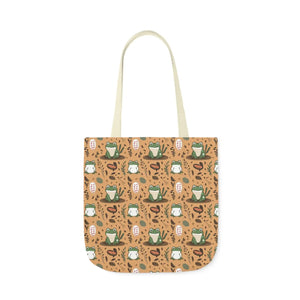 Playful Frog Canvas Tote Bag - Durable Polyester - Dipaliz - Shopping Totes