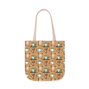 Playful Frog Canvas Tote Bag - Durable Polyester - Dipaliz - Shopping Totes