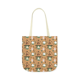 Playful Frog Canvas Tote Bag - Durable Polyester - Dipaliz - Shopping Totes
