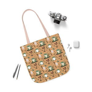 Playful Frog Canvas Tote Bag - Durable Polyester - Dipaliz - Shopping Totes