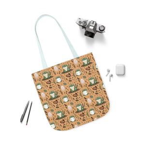 Playful Frog Canvas Tote Bag - Durable Polyester - Dipaliz - Shopping Totes