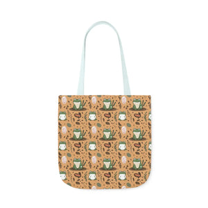 Playful Frog Canvas Tote Bag - Durable Polyester - Dipaliz - Shopping Totes