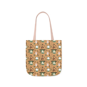 Playful Frog Canvas Tote Bag - Durable Polyester - Dipaliz - Shopping Totes