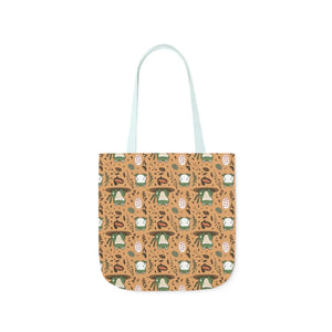 Playful Frog Canvas Tote Bag - Durable Polyester - Dipaliz - Shopping Totes