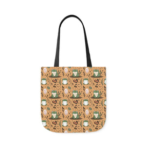 Playful Frog Canvas Tote Bag - Durable Polyester - Dipaliz - Shopping Totes