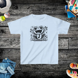 Frog Fun Kids Heavy Cotton Tee Curl-resistant Ribbed - Dipaliz - Light Blue / Xs - T-shirts