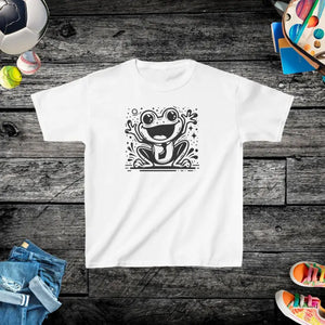 Frog Fun Kids Heavy Cotton Tee Curl-resistant Ribbed - Dipaliz - White / Xs - T-shirts