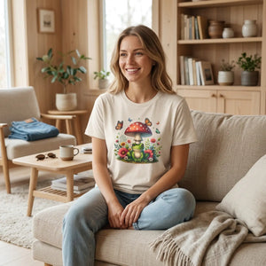 Dipaliz frog and mushroom unisex jersey cotton tee - t-shirts