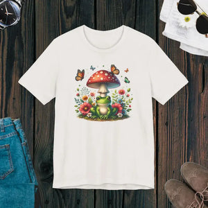 Frog & Mushroom Unisex Jersey Tee - Cottagecore Comfort - Dipaliz - Vintage White / Xs - T-shirts