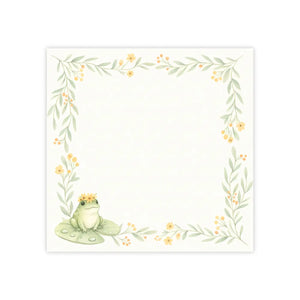 Blank white writing area at the centre of the DipaliZ frog floral note pad