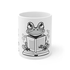 Whimsical Frog Reading Book Mug - High Quality Ceramic - Dipaliz - Mugs