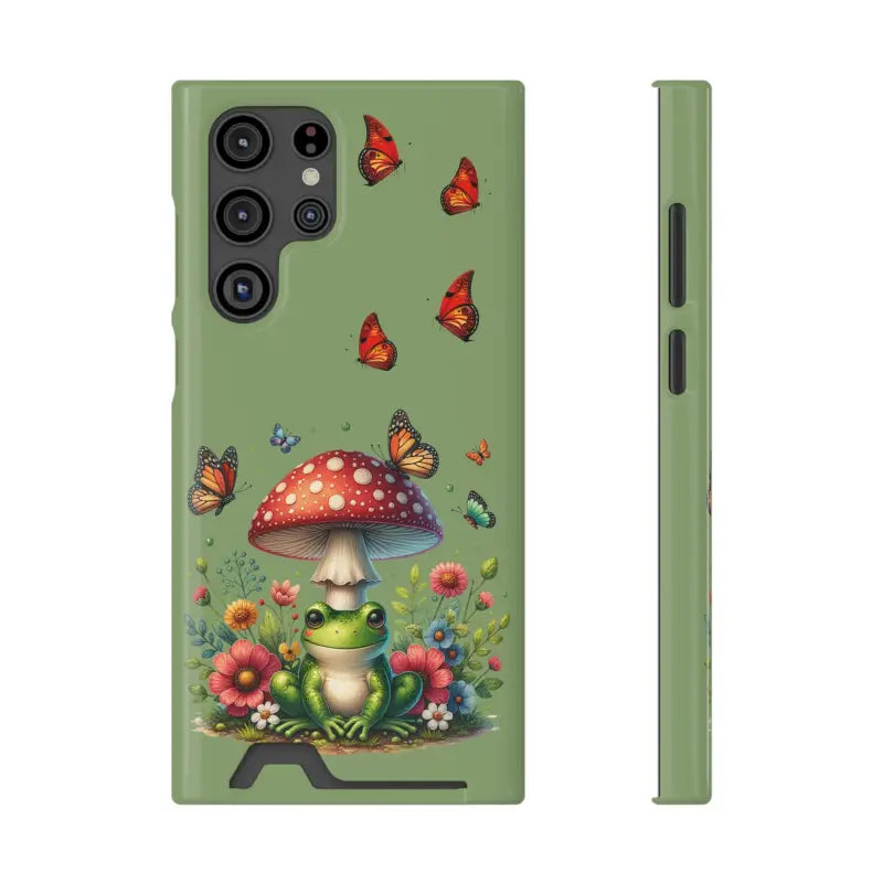 Frog-tastic Matte Critter Cardholder: Stylish & Whimsical Protection - Samsung Galaxy S22 Ultra / Glossy / Without Gift