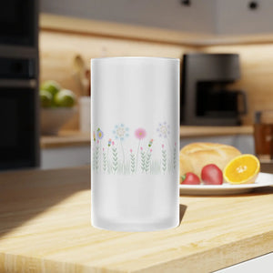 Wildflower Frosted Glass Beer Mug - Chilled Drinkware - Dipaliz - Tumblers