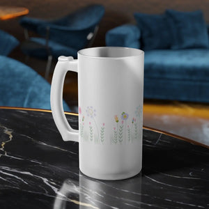 Wildflower Frosted Glass Beer Mug - Chilled Drinkware - Dipaliz - Tumblers