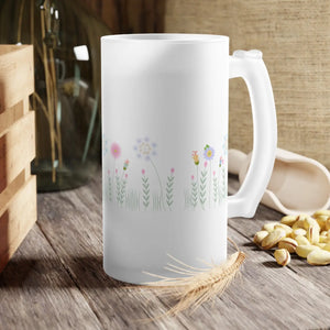 Wildflower Frosted Glass Beer Mug - Chilled Drinkware - Dipaliz - Tumblers