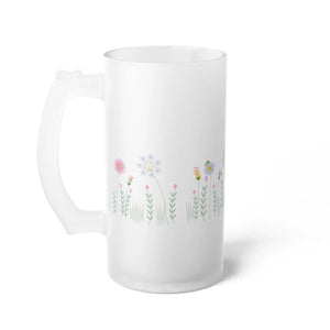 Wildflower Frosted Glass Beer Mug - Chilled Drinkware - Dipaliz - Tumblers