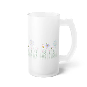 Wildflower Frosted Glass Beer Mug - Chilled Drinkware - Dipaliz - Tumblers
