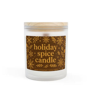Frosted Spice Natural Soy Wax Candle Wooden Wick Crackle - Dipaliz - Cinnamon Chai / 11oz - Candles