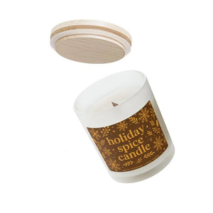 Frosted Spice Natural Soy Wax Candle Wooden Wick Crackle - Dipaliz - Cinnamon Chai / 11oz - Candles