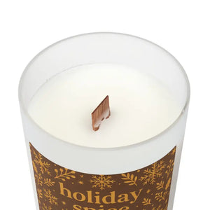 Frosted Spice Natural Soy Wax Candle Wooden Wick Crackle - Dipaliz - Cinnamon Chai / 11oz - Candles
