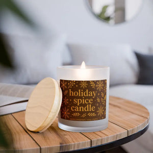 Frosted Spice Natural Soy Wax Candle Wooden Wick Crackle - Dipaliz - Cinnamon Chai / 11oz - Candles
