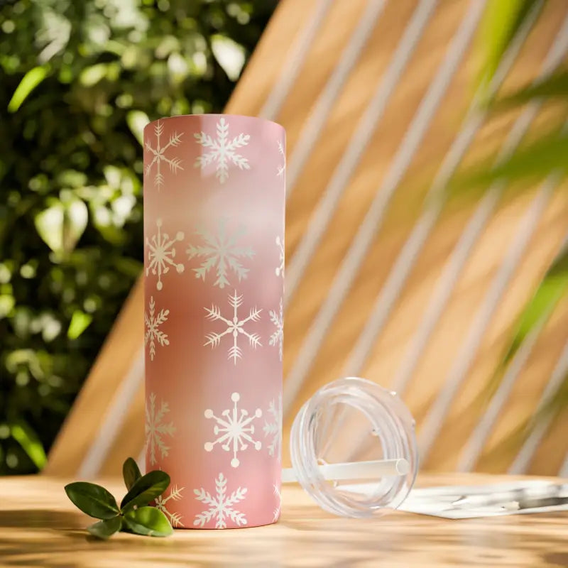 Chill in Style with Snowflake Skinny Steel Tumbler 20oz - Glossy / White / Mug