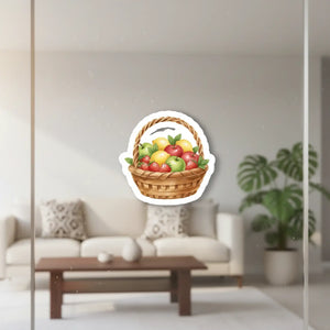 Fruit Basket Sticker Cute Picnic Apple & Strawberry Kiss-cut Decal - Decorative Stickers