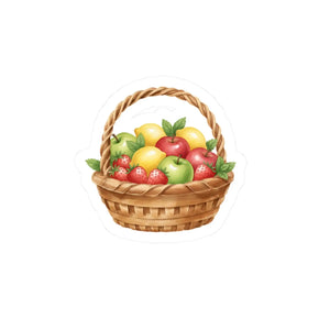 Fruit Basket Sticker Cute Picnic Apple & Strawberry Kiss-cut Decal - Decorative Stickers