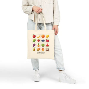 Bags - Fruit Grid Canvas Tote Bag - Colorful Grocery Market - Dipaliz