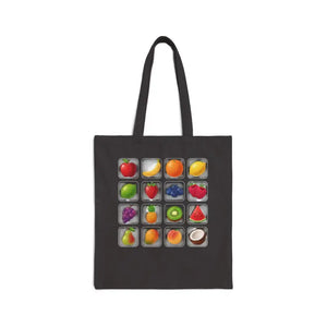 Bags - Fruit Grid Canvas Tote Bag - Colorful Grocery Market - Dipaliz