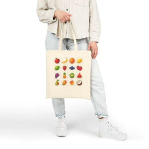Bags - Fruit Grid Canvas Tote Bag - Colorful Grocery Market - Dipaliz