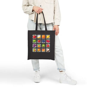 Bags - Fruit Grid Canvas Tote Bag - Colorful Grocery Market - Dipaliz