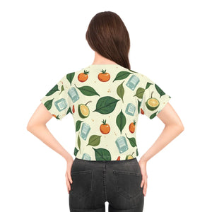 Refreshing Fruit Print Crop Tee - Summer Vibes - Dipaliz - T-shirts - Xs