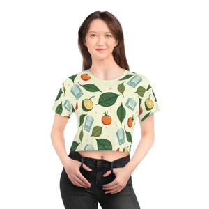 Refreshing Fruit Print Crop Tee - Summer Vibes - Dipaliz - T-shirts - Xs