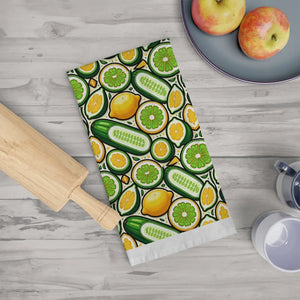 Kitchen Decor Tea Towel Cheerful Veggies Print - Dipaliz - White / 28’’ × - Towels