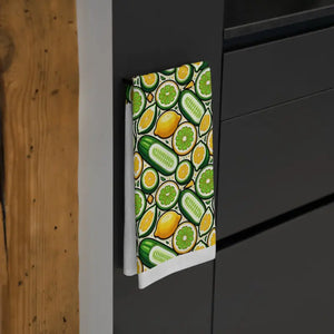 Kitchen Decor Tea Towel Cheerful Veggies Print - Dipaliz - White / 28’’ × - Towels